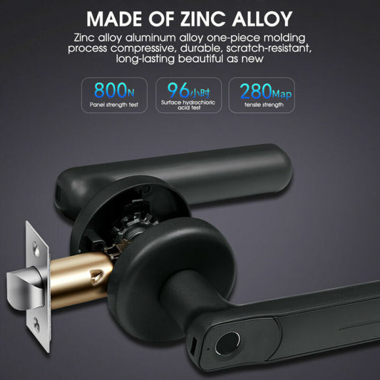 Security Electronic Smart Door Lock Handle Fingerprint Biometric Password+ 2Keys