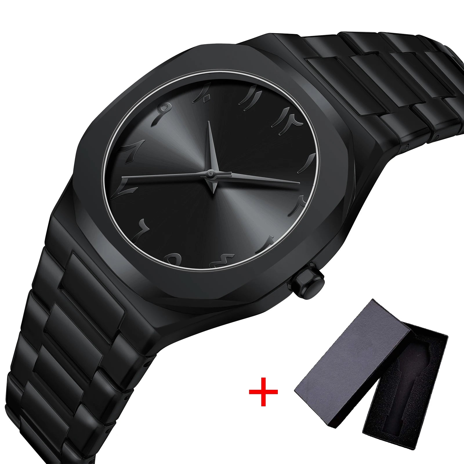 Modern Minimalist Personality Creative All-Black Men'S Watch Arabic Digital Sports Leisure Alloy Men'S Watch Unique Design Watch