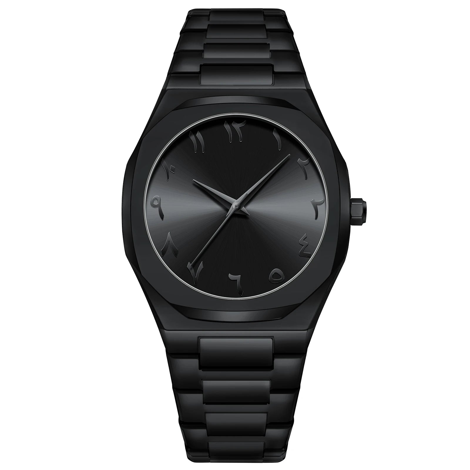 Modern Minimalist Personality Creative All-Black Men'S Watch Arabic Digital Sports Leisure Alloy Men'S Watch Unique Design Watch