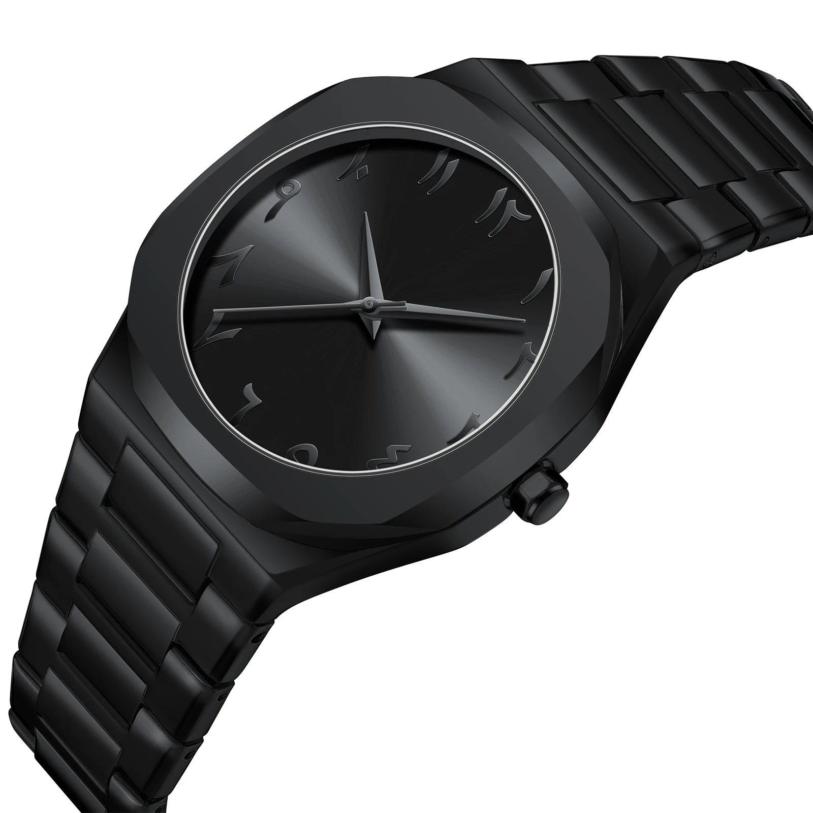 Modern Minimalist Personality Creative All-Black Men'S Watch Arabic Digital Sports Leisure Alloy Men'S Watch Unique Design Watch